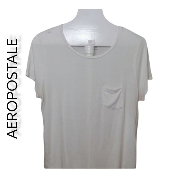 .Aeropostale Seriously Soft Perfect Crew Pocket Tee Size XL White - Picture 1 of 5